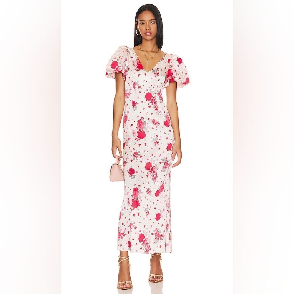 LPA Maryana Maxi Dress In Red And Pink Floral Size Medium